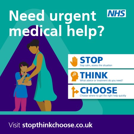 Graphic: Need urgent help? Stop Think. Choose. Visit www.stopthinkchoose.co.uk